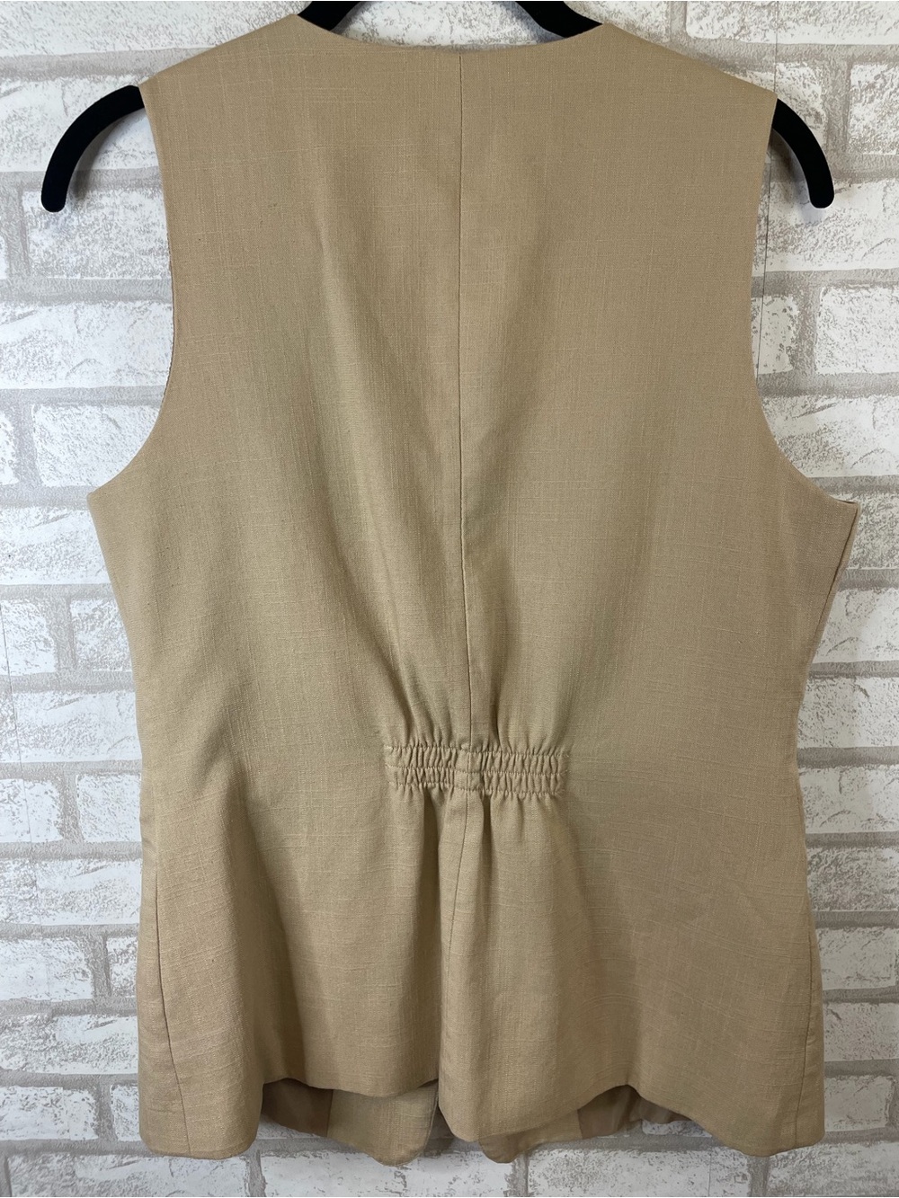 Tahari ASL Beige Tan Button-Front Lined Vest Blazer Size 8 - Picture 5 of 10